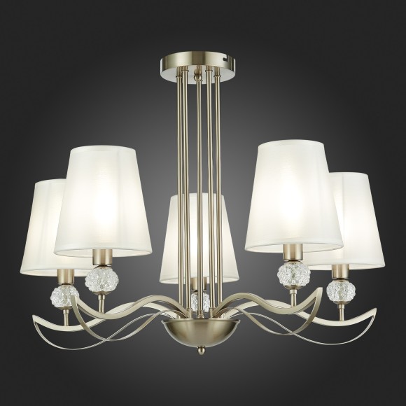 SLE111203-05 Светильник потолочный Никель, прозрачный/Белый E14 5*40W BERGAMO SLE111203-05 Светильник потолочный Никель, прозрачный/Белый E14 5*40W BERGAMO