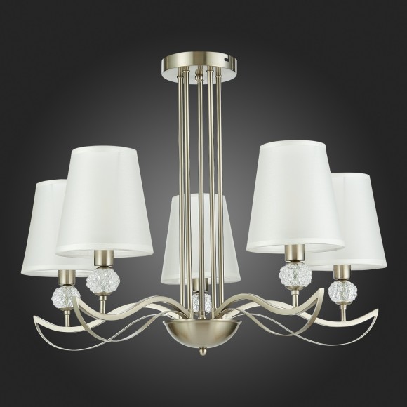 SLE111203-05 Светильник потолочный Никель, прозрачный/Белый E14 5*40W BERGAMO SLE111203-05 Светильник потолочный Никель, прозрачный/Белый E14 5*40W BERGAMO