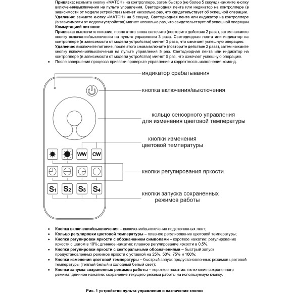 Maytoni RM09-MIX 01110 Черный пульт Soft Touch ABS, с сенсорным управлением, RF 2,4ГГц для MIX и CCT (2700-6000К) светодиодной ленты, 1 зона