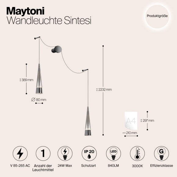 Бра Maytoni P090WL-L24CH3K Sintesi светодиодная LED 24W