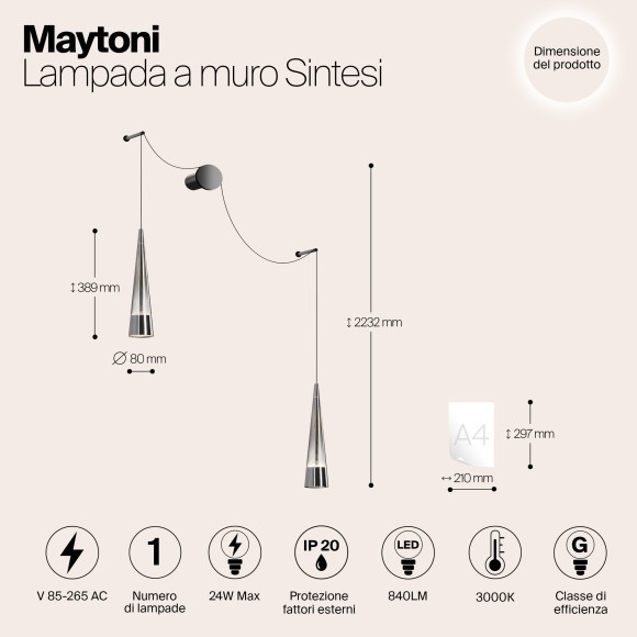 Бра Maytoni P090WL-L24CH3K Sintesi светодиодная LED 24W