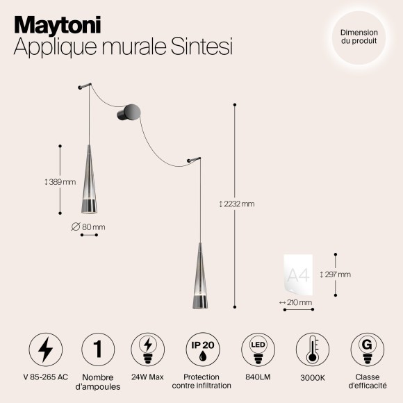 Бра Maytoni P090WL-L24CH3K Sintesi светодиодная LED 24W