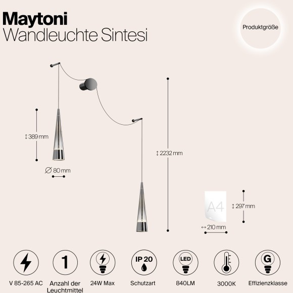 Бра Maytoni P090WL-L24CH3K Sintesi светодиодная LED 24W