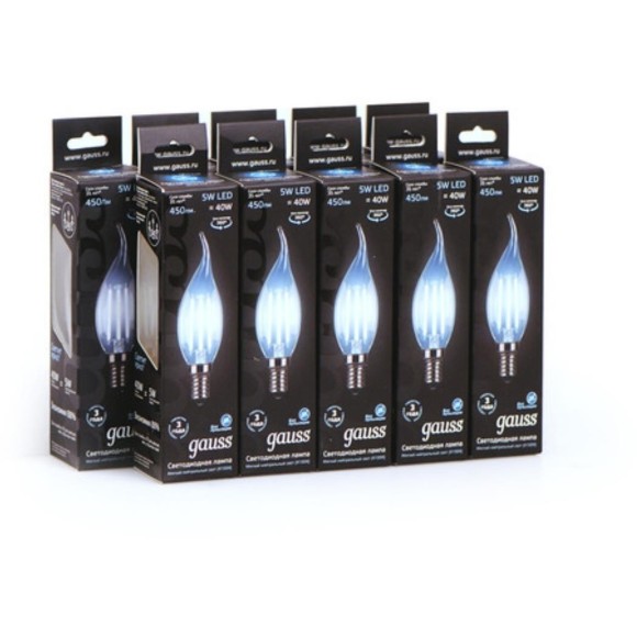 104801205 Лампа Gauss LED Filament Свеча на ветру E14 5W 450lm 4100K 1/10/50 104801205 Лампа Gauss LED Filament Свеча на ветру E14 5W 450lm 4100K 1/10/50