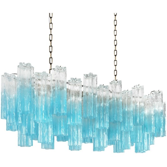 10580/1000R Clear blue Loft It MURANO Подвесной светильник, 11 ламп E14, бронзовое металлическое основание, стеклянные плафоны с синим градиентом, 1040 мм, IP20