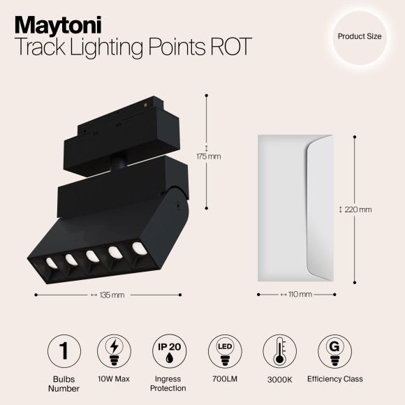 TR015-2-10W3K-B Трековый магнитный светодиодный светильник Maytoni Gravity CRI90+ 3000К 700Лм 24° 10Вт TR015-2-10W3K-B Трековый магнитный светодиодный светильник Maytoni Gravity CRI90+ 3000К 700Лм 24° 10Вт