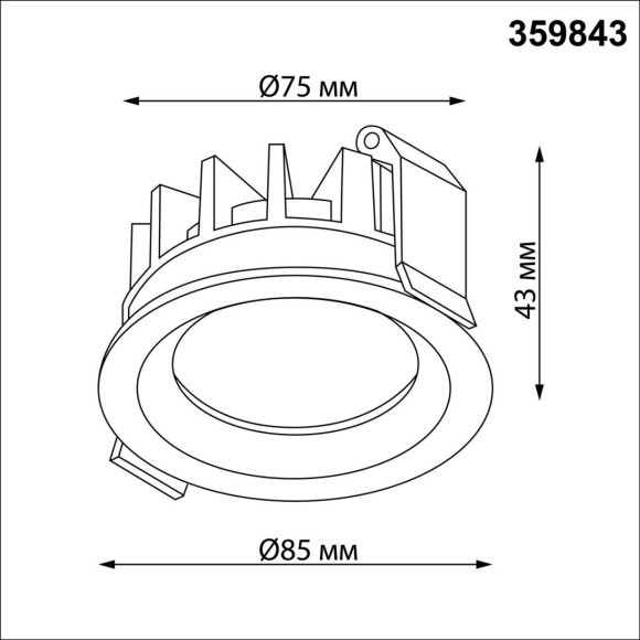 359843 Черный круглый светодиодный светильник с перекл. цв. температуры 10W 1100Лм 2700;3200;4000К 120° UGR16 CRI93 IP44 Novotech FLUO 359843 Черный круглый светодиодный светильник с перекл. цв. температуры 10W 1100Лм 2700;3200;4000К 120° UGR16 CRI93 IP44 Novotech FLUO