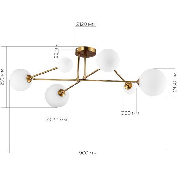 SLE2211-302-06 Светильник потолочный Латунь/Белый G9 LED 6*5W FANTINI