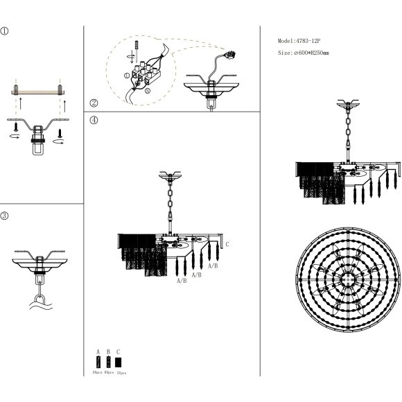 Хрустальная подвесная классическая люстра Favourite Raffinato 4783-12P