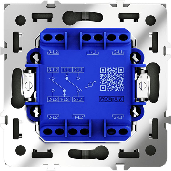 Проходной переключатель встраиваемый VOLTUM S70 двухклавишный 10А, (черный матовый)