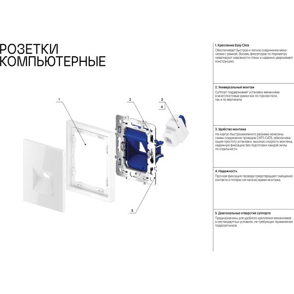 VLS001308 Накладка для розетки RJ45 категории 6Е (для проводов CAT5-CAT6 до 10 Гбит/сек) черного матового цвета VOLTUM S70 (черный матовый)