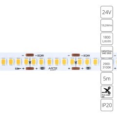 A2424010-01-3K Светодиодная лента 24В 19,2Вт/м 1800Лм/м 3000К CRI 90+ 10мм SMD2835 240шт/м 5м IP20 A2424010-01-3K Светодиодная лента 24В 19,2Вт/м 1800Лм/м 3000К CRI 90+ 10мм SMD2835 240шт/м 5м IP20