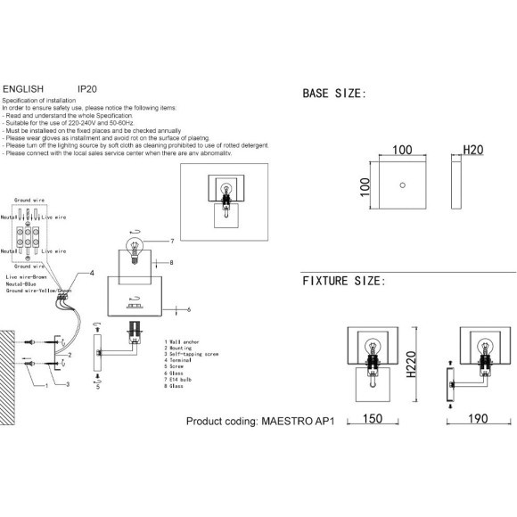 Бра Crystal Lux MAESTRO AP1 CHROME