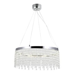 LSP-7492 Lussole КИРЯС подвесная люстра хром, прозрачный хрусталь, LED 50 Вт, 4000 К, 4000 Лм, IP20