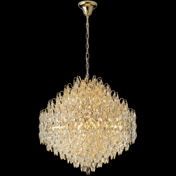 Crystal Lux HEDONIST SP16 3890/316 Большая подвесная хрустальная декоративная люстра, макс. высота 235см, диаметр 60см, металл цвета золото, хрусталь, лампы E14 16x40W IP20 220В