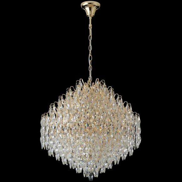 Crystal Lux HEDONIST SP16 3890/316 Большая подвесная хрустальная декоративная люстра, макс. высота 235см, диаметр 60см, металл цвета золото, хрусталь, лампы E14 16x40W IP20 220В