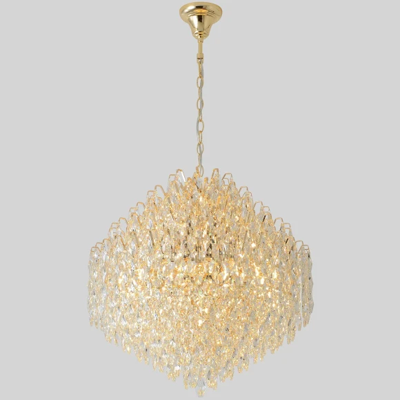 Crystal Lux HEDONIST SP16 3890/316 Большая подвесная хрустальная декоративная люстра, макс. высота 235см, диаметр 60см, металл цвета золото, хрусталь, лампы E14 16x40W IP20 220В