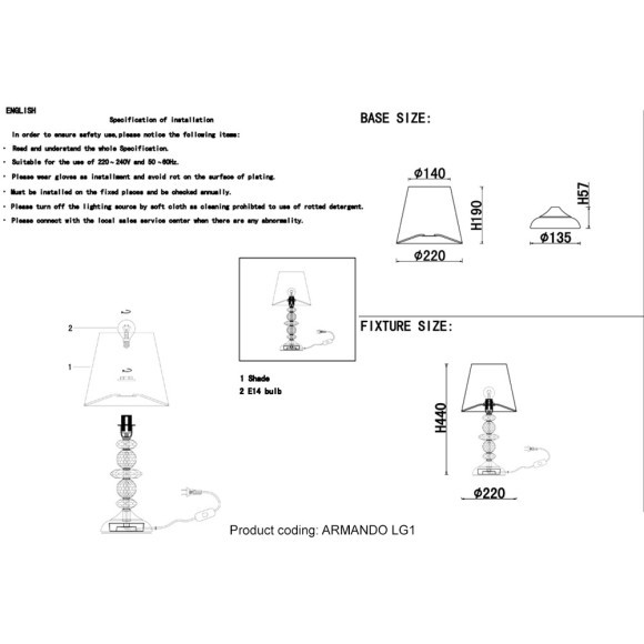 Настольная лампа Crystal Lux ARMANDO LG1 CHROME