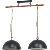 43397 Подвес HODSOLL регул., 2х40W(E27), 1250х400, H1100, сталь, дерево, черн., коричн./сталь, черны