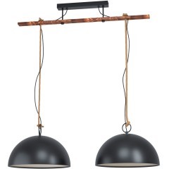 43397 Подвес HODSOLL регул., 2х40W(E27), 1250х400, H1100, сталь, дерево, черн., коричн./сталь, черны
