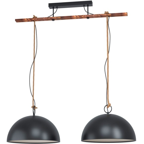 43397 Подвес HODSOLL регул., 2х40W(E27), 1250х400, H1100, сталь, дерево, черн., коричн./сталь, черны