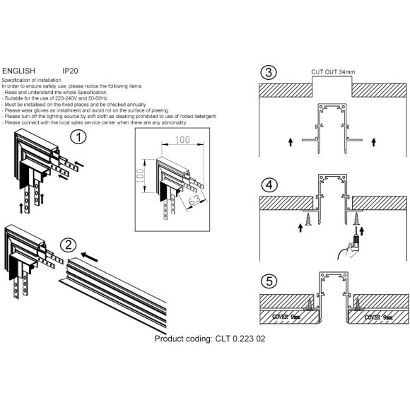 Соединитель угловой с потолка на стену для встр. в ГКЛ 9мм шинопровода Space 48V Crystallux CLT 0.223 02 BL