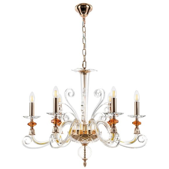 Люстра Crystal Lux CATARINA SP6 V2 GOLD/TRANSPARENT-COGNAC