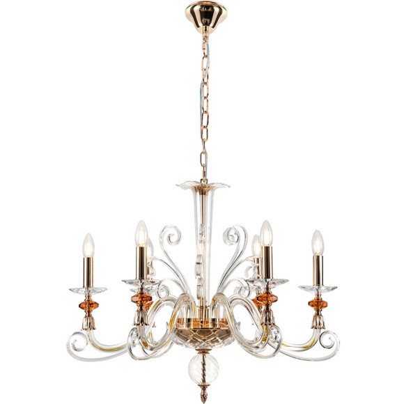 Люстра Crystal Lux CATARINA SP6 V2 GOLD/TRANSPARENT-COGNAC