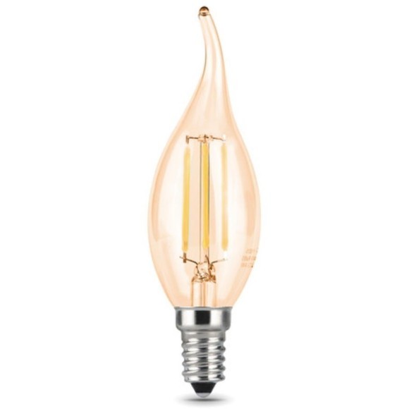 104801805 Лампа Gauss LED Filament Свеча на ветру E14 5W 420lm 4100K Golden 1/10/50