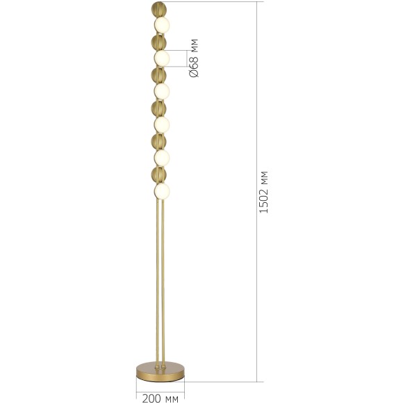 SL6610.205.12 Светодиодный золотой торшер с ножным выключателем 24W 4000K 2400лм 8м2 MONRO