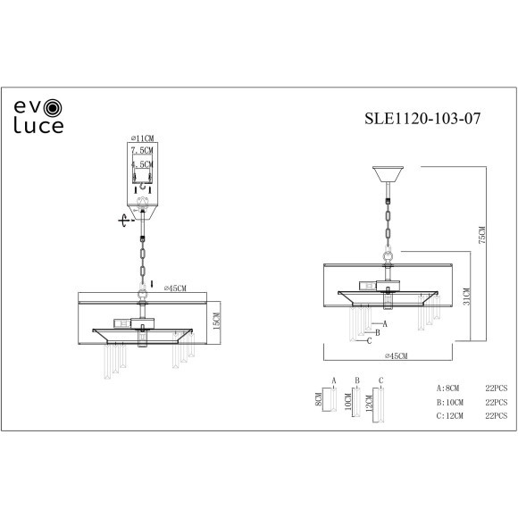 SLE1120-103-07 Светильник подвесной Хром/Белый E14 7*40W DAHLIA
