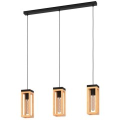 43744 Подвесной потолочный светильник (люстра) NAFFERTON, 3Х40W, E27, L800, B100, H1100, сталь, черный/дерево, коричневый 43744 Подвесной потолочный светильник (люстра) NAFFERTON, 3Х40W, E27, L800, B100, H1100, сталь, черный/дерево, коричневый
