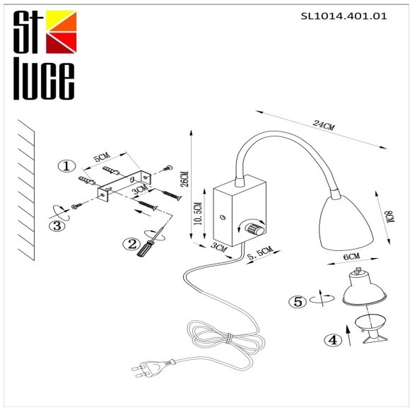 SL1014.401.01 Светильник настенный ST-Luce Черный/Черный GU10 1*3W Настенные светильники