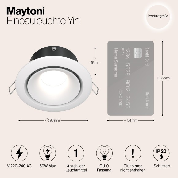 Встраиваемый светильник Maytoni DL030-2-01W Yin под лампу 1xGU10 50W