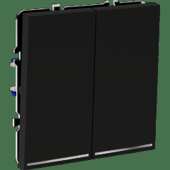 Проходной переключатель встраиваемый VOLTUM S70 двухклавишный с подсветкой 10А, (черный матовый)