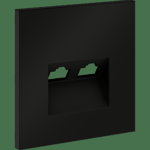 Накладка для розетки компьютерной двойной RJ45+RJ45 кат.6, S70 (черный матовый)