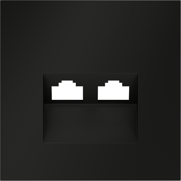 Накладка для розетки компьютерной двойной RJ45+RJ45 кат.6, S70 (черный матовый)