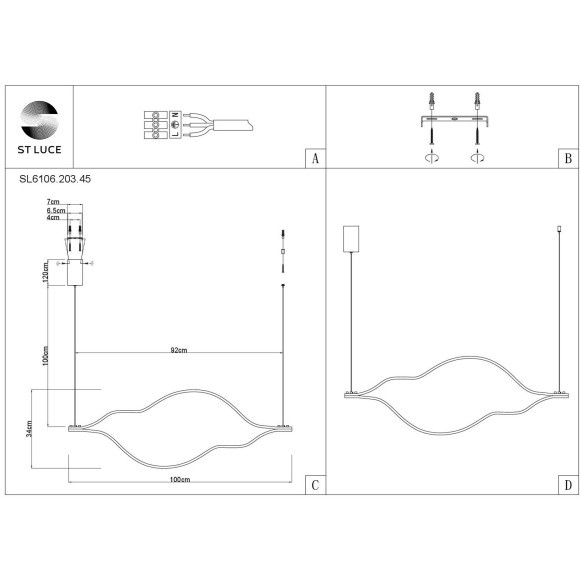 SL6106.203.45 Светильник подвесной ST-Luce Золотистый/Белый LED 1*45W 4000K CORTILE