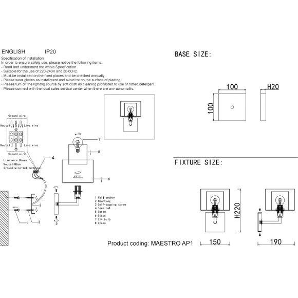 Бра Crystal Lux MAESTRO AP1 GOLD