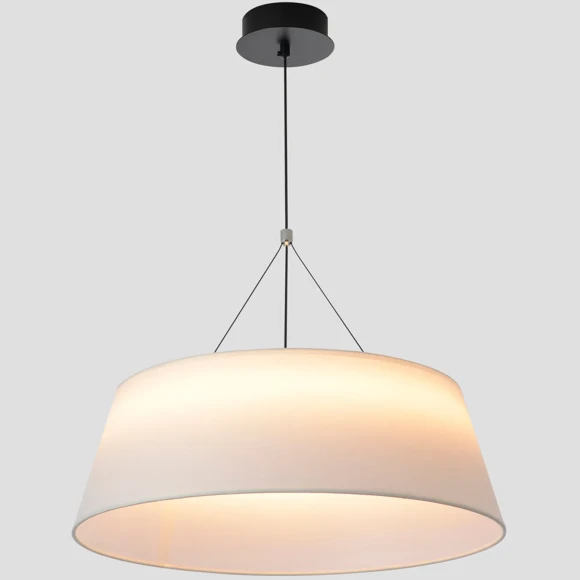 Crystal Lux FUSION SP30W 3980/230 Люстра-абажур подвесная, тканевый белый плафон, черное основание, светодиодная, управление пультом (идет в комплекте) LED 30Вт 3500Лм 3000-6000К CRI80