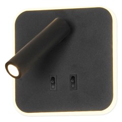 LSP-8238 Lussole КОЗИ Черное бра с белыми акриловыми плафонами, LED 2 x 10 Вт, 3000 К, 450 Лм, IP20