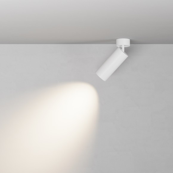 Maytoni C055CL-L20W2.7-3-4K-M-W Потолочный накладной поворотный белый светодиодный светильник цилиндр, CCT перекл. цветовой температуры, COB LED 20Вт 2310Лм 2700;3000;4000К CRI90 36° IP20 220В, диммируемые диоды Bridgelux (при смене блока питания)