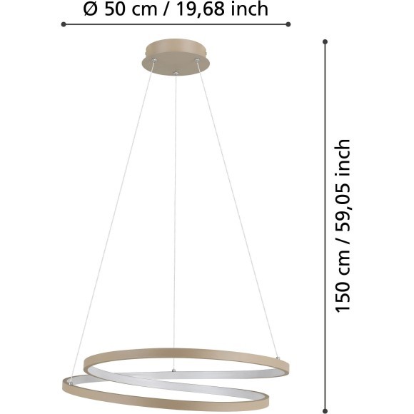 901139 EGLO RUOTALE (Руотале) подвесной LED-светильник, 36 Вт, 3000 K, песочный