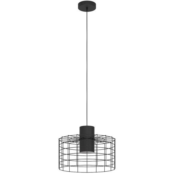 43627 Подвесной потолочный светильник (люстра) MILLIGAN, 1Х40W, E27, H1100, Ø380, сталь, черный/белы