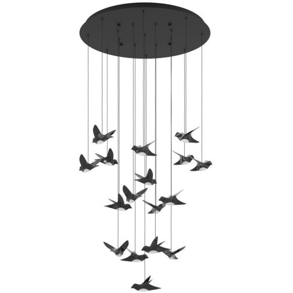 390352 Люстра диммируемая PARATEBUENO, 17X3W (LED), 3000K, 6460lm, Ø780, сталь, черный/сталь, пластик, черный никель, сатинированный