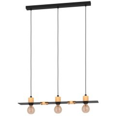 43752 Подвесной потолочный светильник (люстра) BRAMERTON, 3Х40W, E27, L810, B120, H1100, сталь, дерево, черный, коричневый