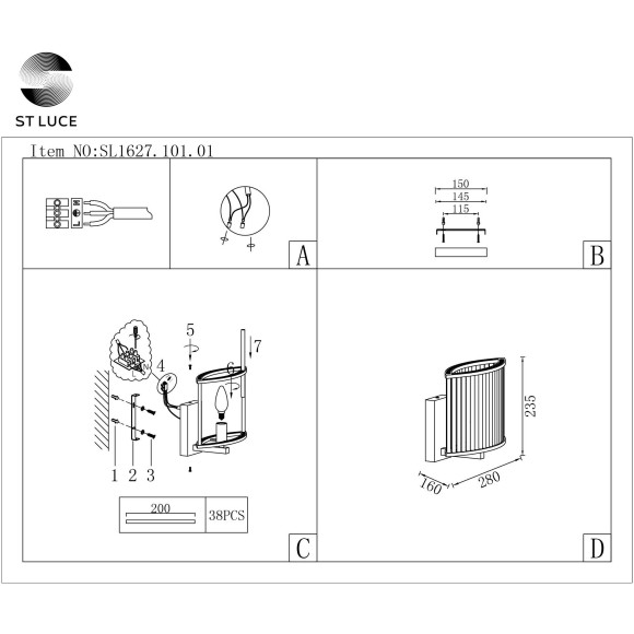 SL1627.101.01 Бра ST-Luce Хром/Прозрачный E14 1*40W VELLETRI