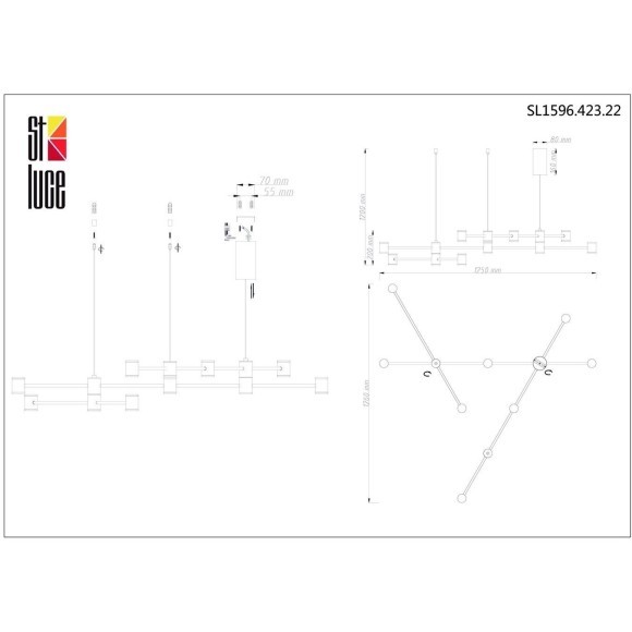 SL1596.423.22 Светильник подвесной ST-Luce Золотистый, Черный/Белый LED 22*3W 3000K ANICHITA SL1596.423.22 Светильник подвесной ST-Luce Золотистый, Черный/Белый LED 22*3W 3000K ANICHITA