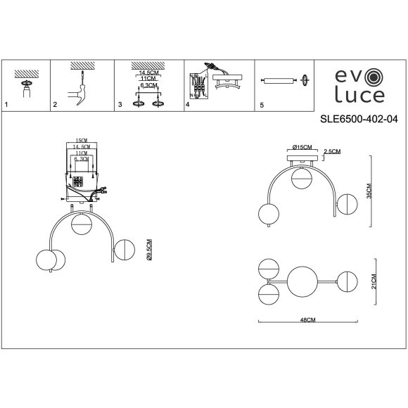 SLE6500-402-04 Светильник потолочный Черный,Золотистый/Белый LED 4*8W 4000K AARNIO