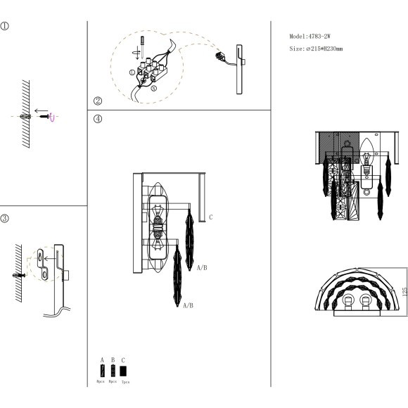 Настенный хрустальный светильник Favourite 4783-2W